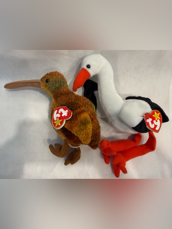 Ty Other - Ty Beanie Babies Stilts and Beak - Kiwi and Stork Bird Duo